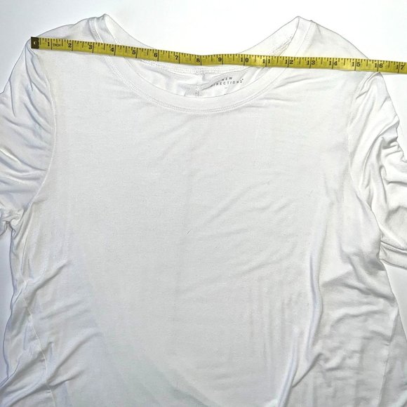 New Directions - Women's Size L Solid White Blouse - 3/4 Sleeves Round Neckline - Picture 6 of 14